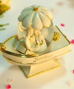 100mm lover ship water globe music box-gold