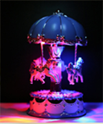 3horse carousel music box with led light
