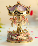 6horse carousel music box with led light