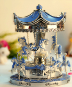 6horse carousel music box with led light