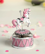 Rotating mini horse music box in pink