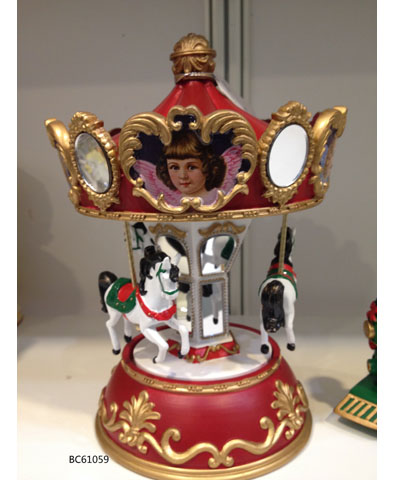 Christmas angel girl carousel music box with tune and light