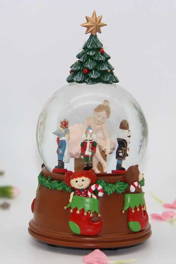 christmas music box christmas santa claus Train track snow globe christmas tree music box