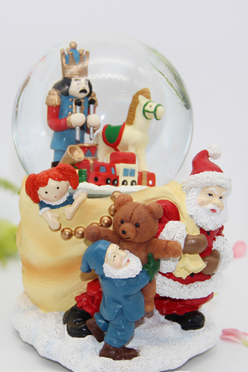 christmas music box christmas santa claus Train track snow globe christmas tree music box