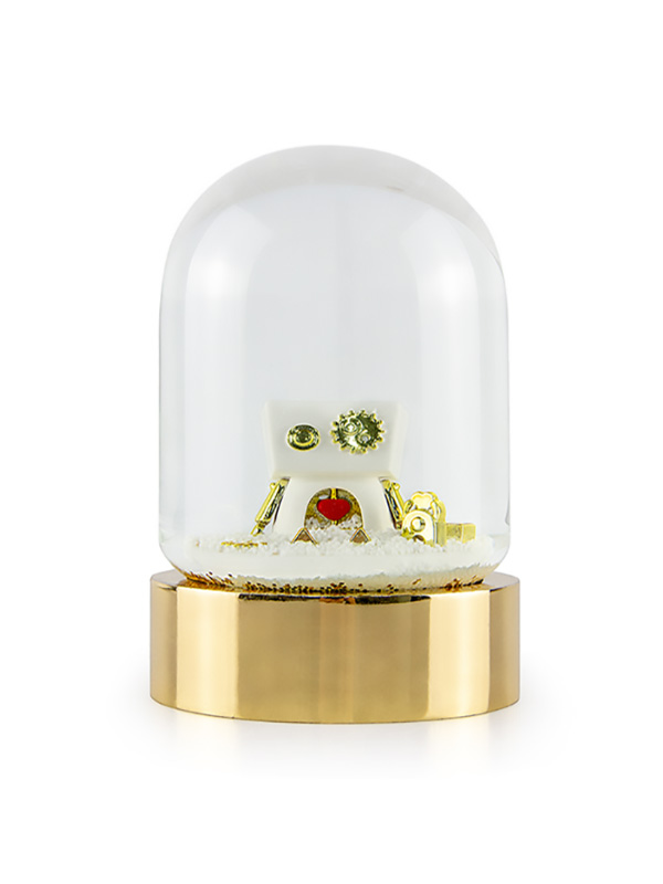 Metal base robot snow globe