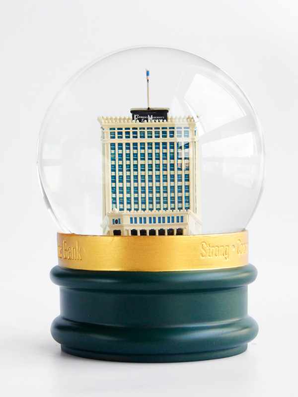 Building Bank Snow Globes