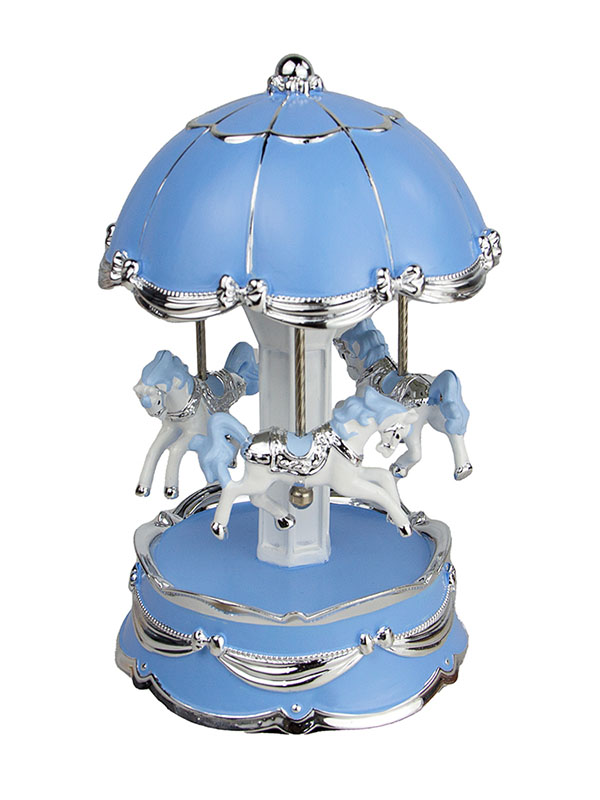 Blue Rotating Carousel Music Box