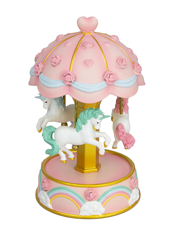 Pink Rotating Carousel Music Box